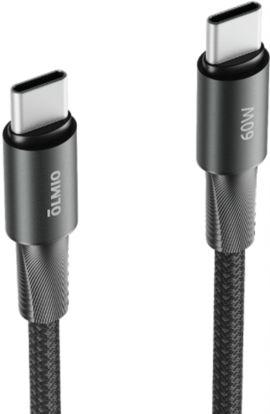 Дата Кабель Olmio Master Type-C-Type-C 60W 1.2m тканевая оплетка черный (041712) - интернет-магазин Сотомикс в Вологде