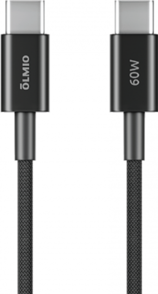 Дата Кабель Olmio Simple Type-C-Type-C 60W 1.2m тканевая оплетка черный (041709) - интернет-магазин Сотомикс в Вологде