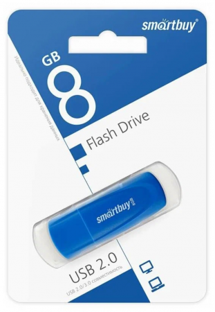 Флэш-память Smartbuy Scout USB 2.0 8Gb Blue - интернет-магазин Сотомикс в Вологде