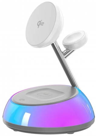 Беспроводное ЗУ WIWU Aurora Qi2 3in1 Wireless Charger Wi-W036 15W White - интернет-магазин Сотомикс в Вологде