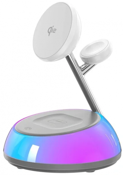 Беспроводное ЗУ WIWU Aurora Qi2 3in1 Wireless Charger Wi-W036 15W White - интернет-магазин Сотомикс в Вологде
