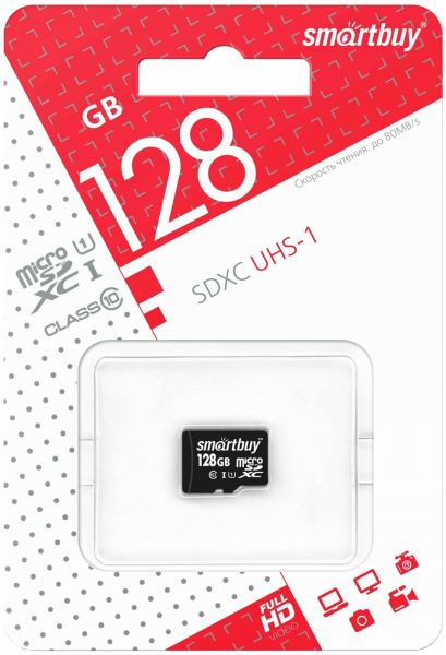 128Gb Карта памяти Smartbuy micro SD 10 class UHS-I + SD адаптер - интернет-магазин Сотомикс в Вологде