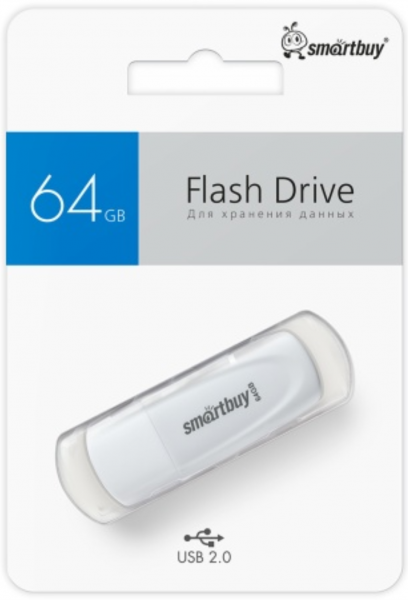 Флэш-память Smartbuy Scout Series USB 2.0 64Gb White - интернет-магазин Сотомикс в Вологде
