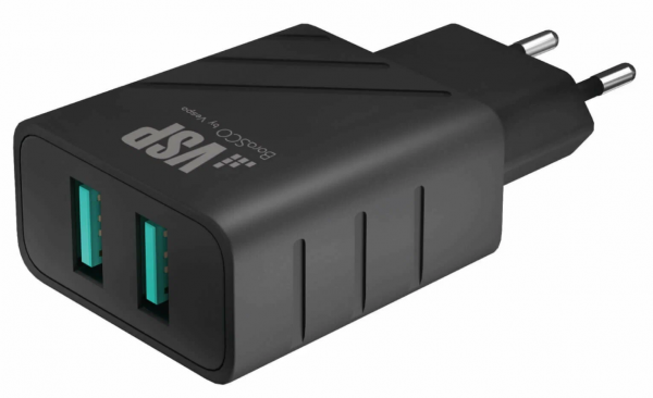 СЗУ-адаптер BoraSCO 2USB 3A черное (52583) - интернет-магазин Сотомикс в Вологде