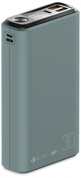 АКБ Olmio внешний QS-30 30000mAh 22.5W QuickCharge 3.0/PD LCD Moray eel (044460) (с/н) - интернет-магазин Сотомикс в Вологде
