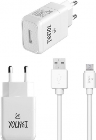 СЗУ Yolkki Micro USB YH-10M 1A (провод разъемный) белый - интернет-магазин Сотомикс в Вологде
