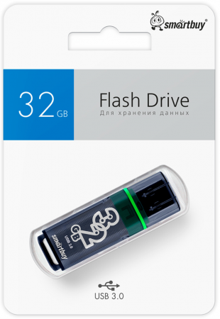 Флэш-память Smartbuy Glossy Series USB 3.0 32Gb Dark Grey - интернет-магазин Сотомикс в Вологде