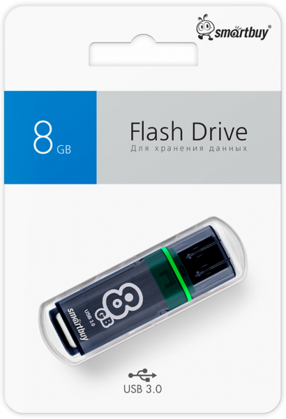 Флэш-память Smartbuy Glossy Series USB 3.0 8Gb Dark Grey - интернет-магазин Сотомикс в Вологде