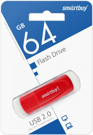 Флэш-память Smartbuy Scout Series USB 2.0 64Gb Red - интернет-магазин Сотомикс в Вологде
