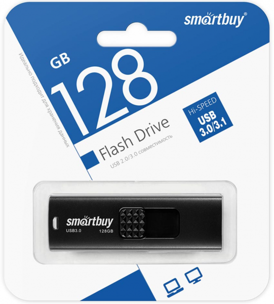 Флэш-память Smartbuy Fashion USB 3.0 128Gb Black - интернет-магазин Сотомикс в Вологде