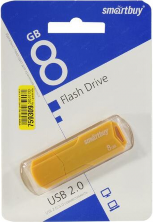 Флэш-память Smartbuy Clue Series USB 2.0 8Gb Yellow - интернет-магазин Сотомикс в Вологде