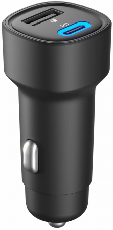 АЗУ-адаптер Olmio Type-C+USB 48W  QuickCharge Power Delivery черный (043378) - интернет-магазин Сотомикс в Вологде