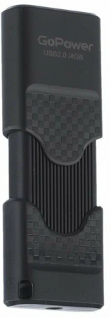 Флэш-память GoPower Slider USB 2.0 16Gb Black - интернет-магазин Сотомикс в Вологде