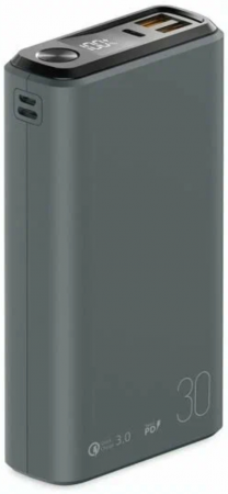 АКБ Olmio внешний QS-30 30000mAh 22.5W QuickCharge 3.0/PD LCD Dark Grey (043845) (с/н) - интернет-магазин Сотомикс в Вологде