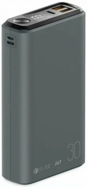 АКБ Olmio внешний QS-30 30000mAh 22.5W QuickCharge 3.0/PD LCD Dark Grey (043845) (с/н) - интернет-магазин Сотомикс в Вологде